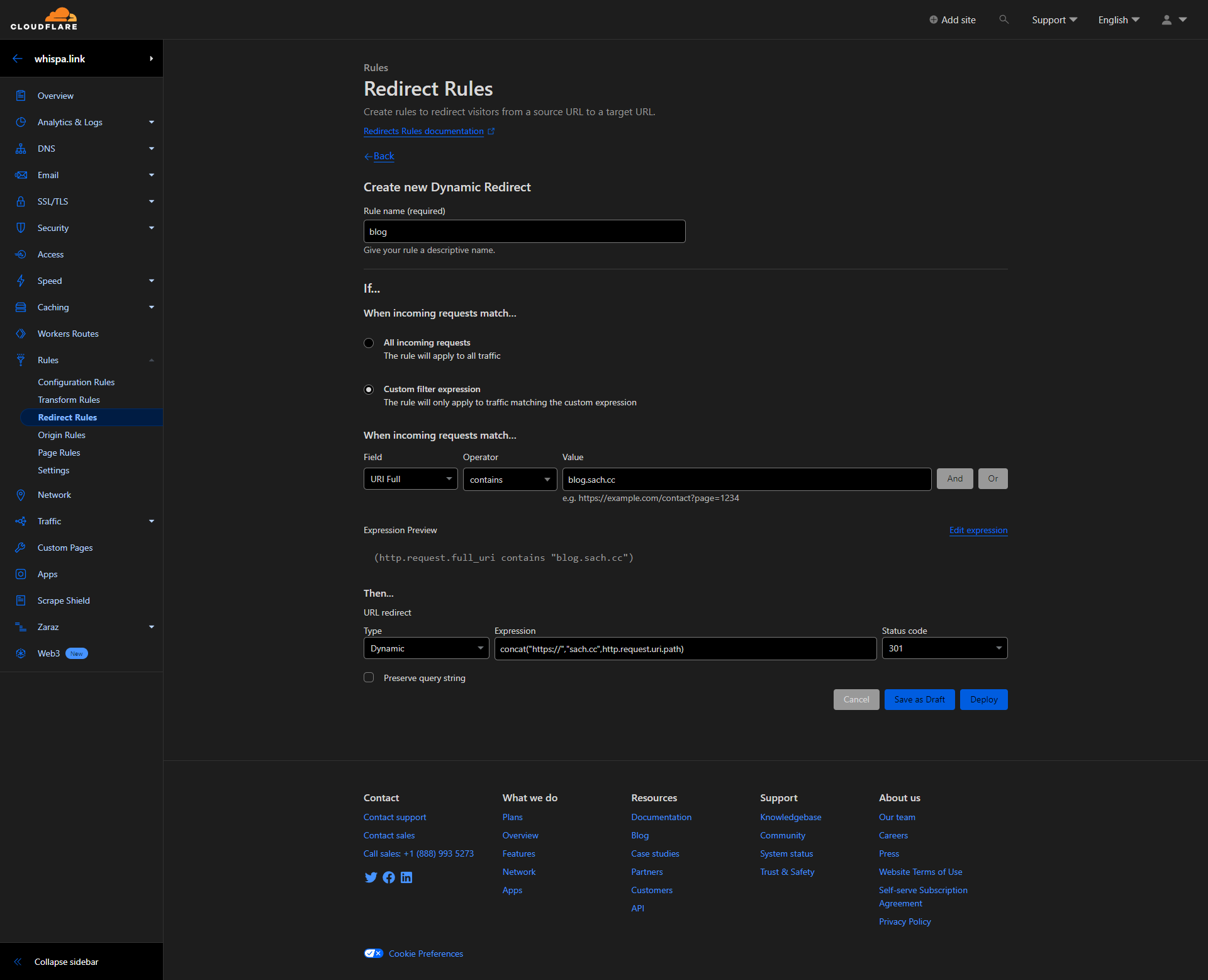 Redirect rules Cloudflare Redirect Rules